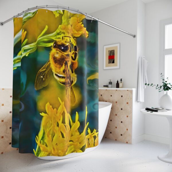 Shower Curtain featuring POLLEN SMUGGLER, Exclusive Photo by Fevold Photography - Image 4