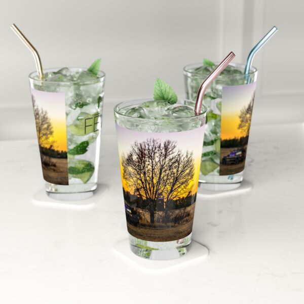 Pint Glass (16oz), Featuring LEAVING THE TREE STAND | Exclusive photography by Fevold Photography - Image 2