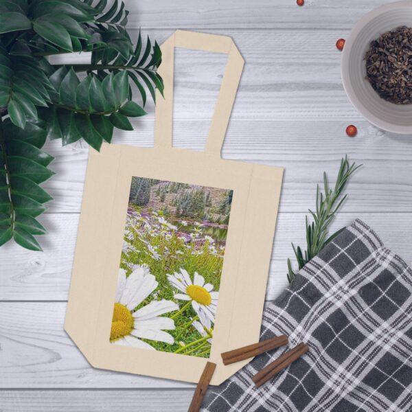 Double Wine Tote Bag featuring PURE AS RAIN, Exclusive Photo by Fevold Photography - Image 3