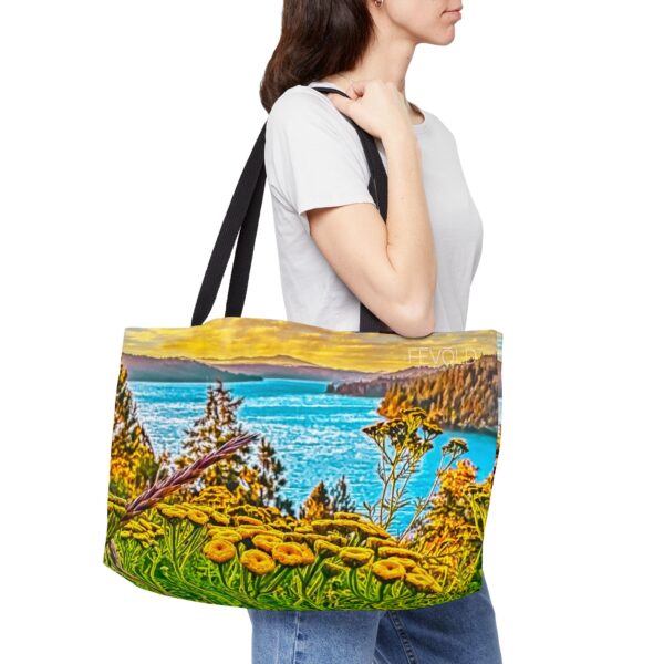 The Weekender Tote Bag.  Featuring SUNRISE OVER LAKE COEUR d'ALENE | Exclusive Photography by Fevold Photography - Image 2