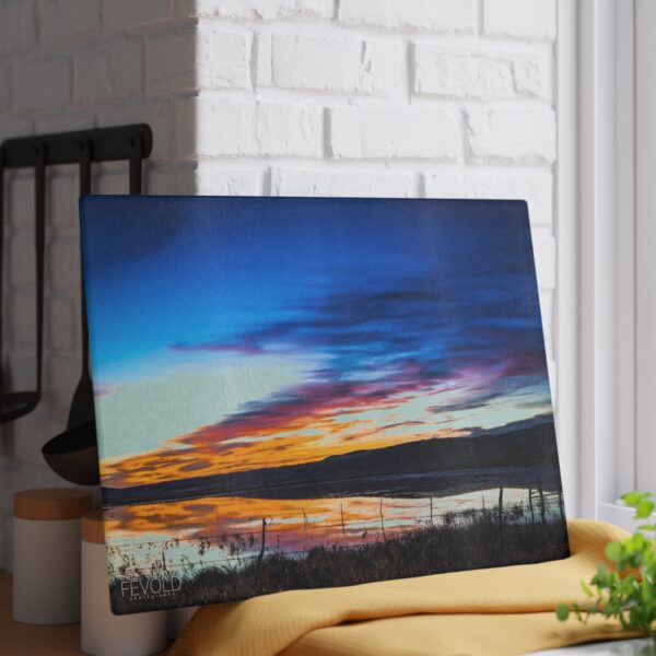 Textured, Tempered Glass Cutting Board Featuring SANDHILLS SUNSET | Exclusive Photography by Fevold Photography - Image 3