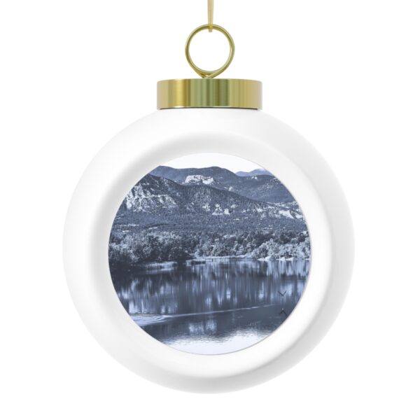 Christmas Ball Ornament featuring A TROUT TAKES FLIGHT, Exclusive Photo by Fevold Photography