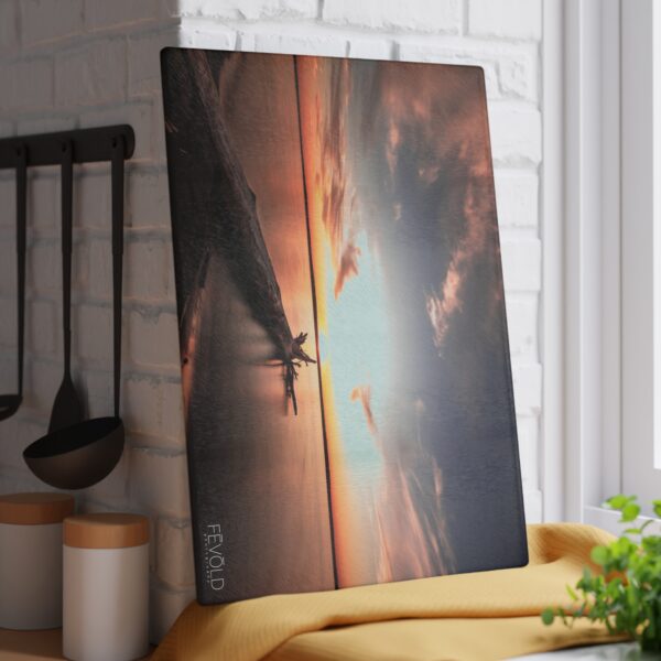 Textured, Tempered Glass Cutting Board Featuring DUSK AT SANDY BEACH | Exclusive Photography by Fevold Photography - Image 2